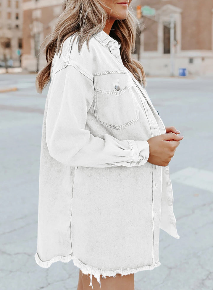 Alma | Weathered Denim Overshirt for Women