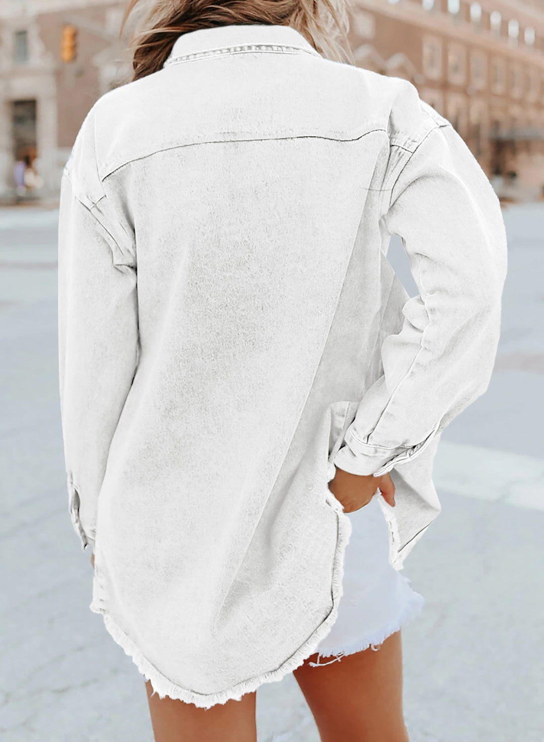 Alma | Weathered Denim Overshirt for Women