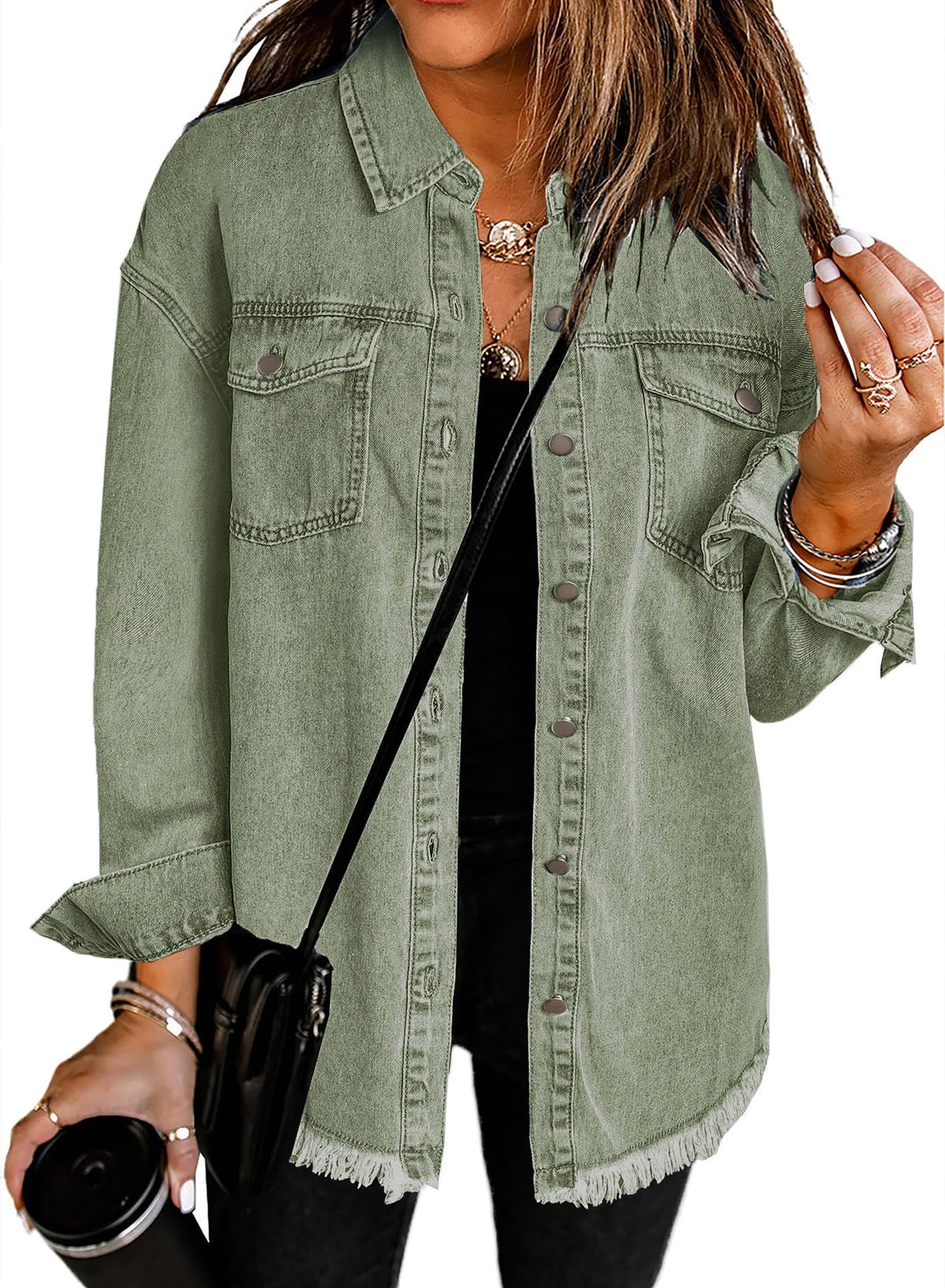 Alma | Weathered Denim Overshirt for Women