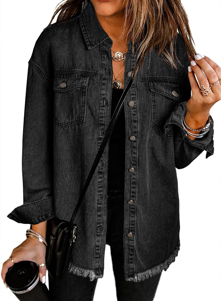 Alma | Weathered Denim Overshirt for Women