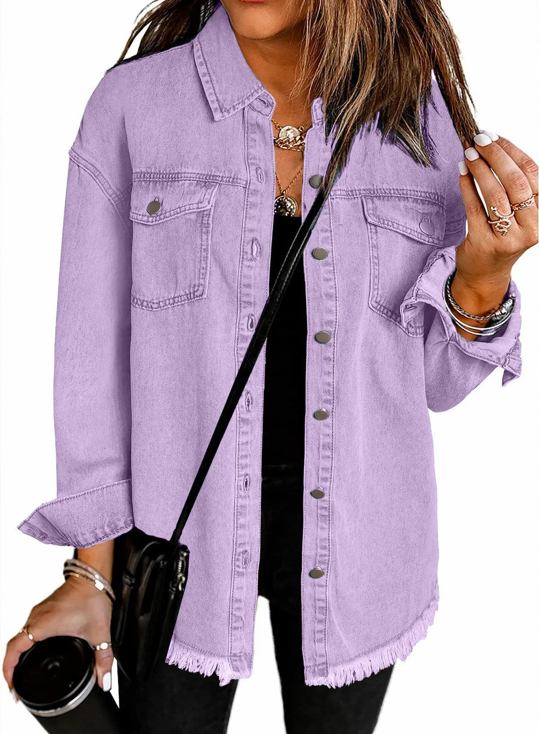 Alma | Weathered Denim Overshirt for Women
