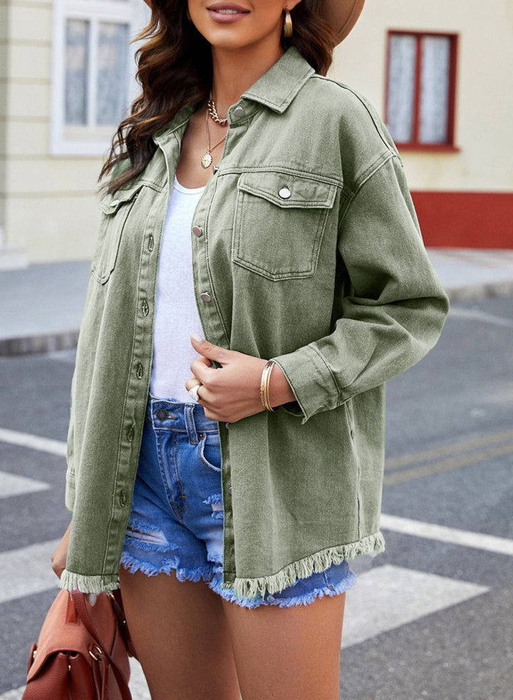 Alma | Weathered Denim Overshirt for Women