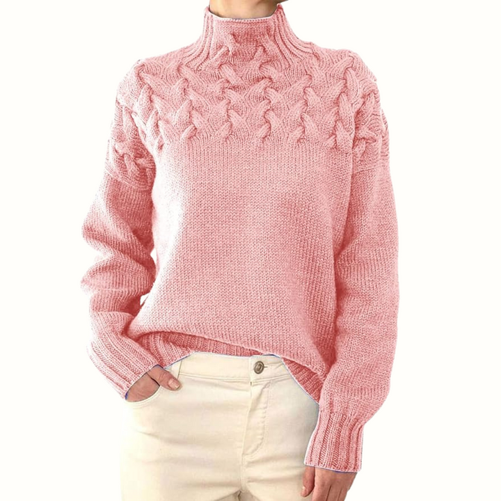 Elena | Velvety Cable Knit Turtleneck Sweater for Women
