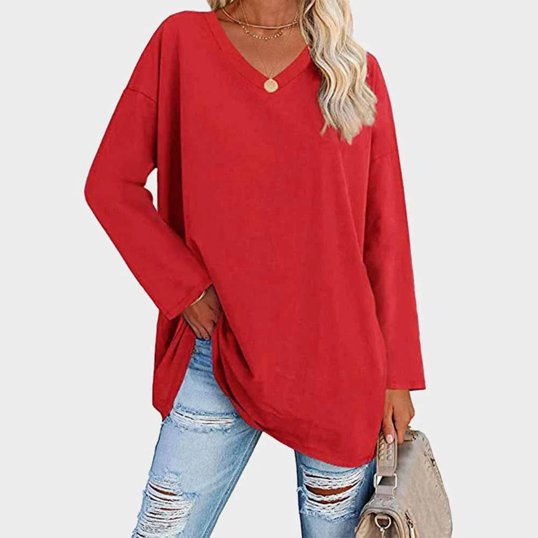 Adeline | Buttery V Neck Long Sleeve Top for Women