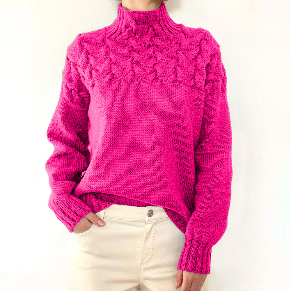 Elena | Velvety Cable Knit Turtleneck Sweater for Women