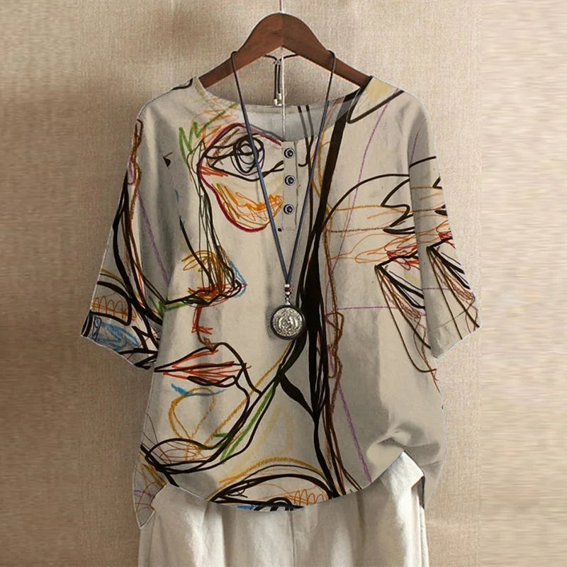 Adelaide | Storied Button Detail Retro Blouse for Women