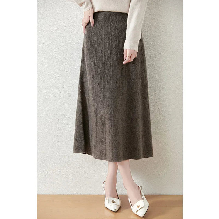 Philippa | Feathered Knit Midi Skirt for Women