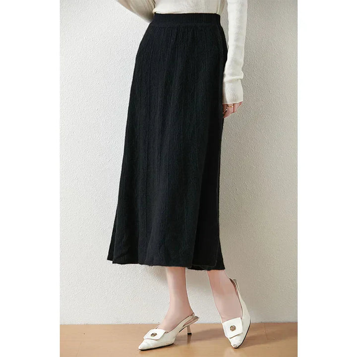 Philippa | Feathered Knit Midi Skirt for Women