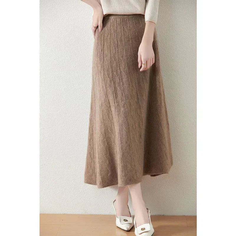 Philippa | Feathered Knit Midi Skirt for Women
