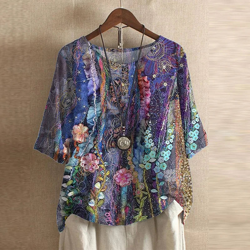 Adelaide | Storied Button Detail Retro Blouse for Women