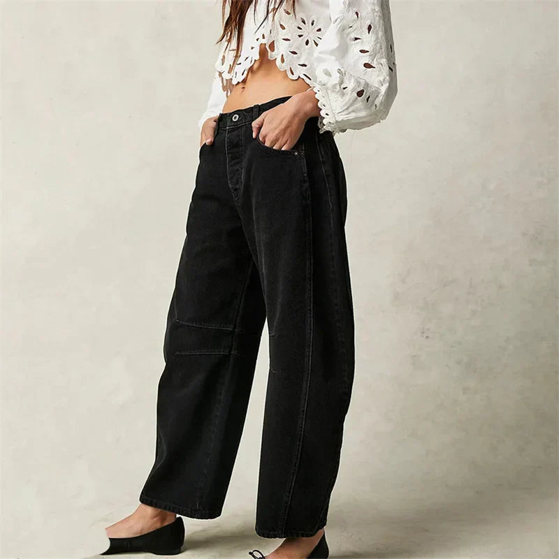 Solene | Fluent Barrel Leg Wide Jeans for Women