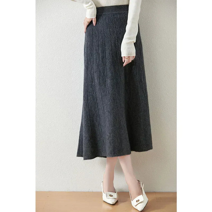 Philippa | Feathered Knit Midi Skirt for Women