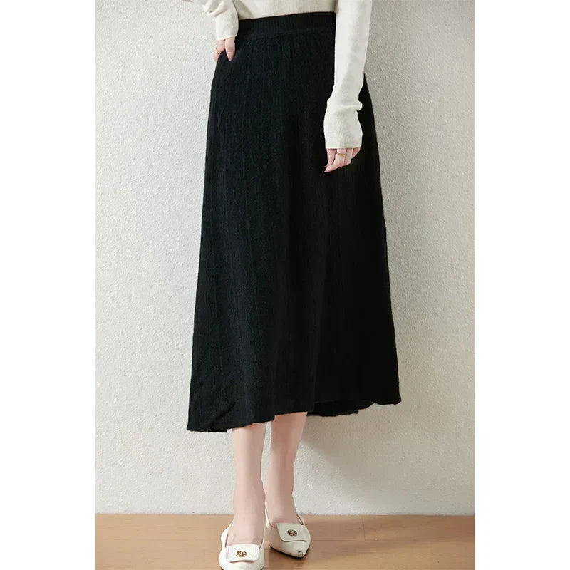 Philippa | Feathered Knit Midi Skirt for Women