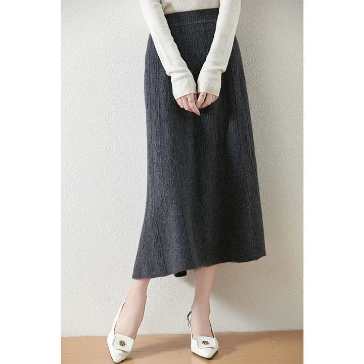 Philippa | Feathered Knit Midi Skirt for Women