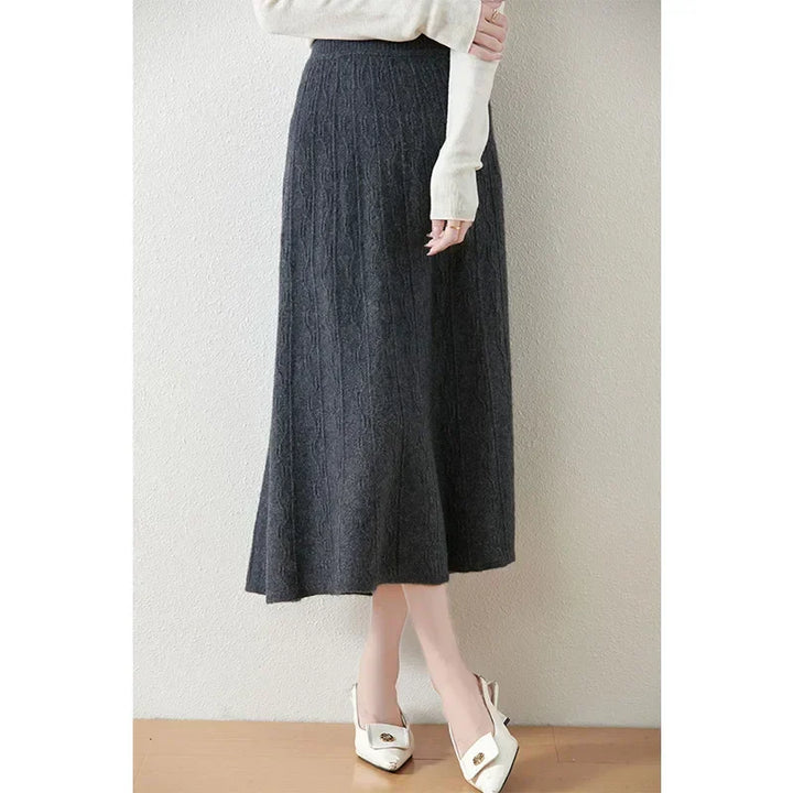 Philippa | Feathered Knit Midi Skirt for Women