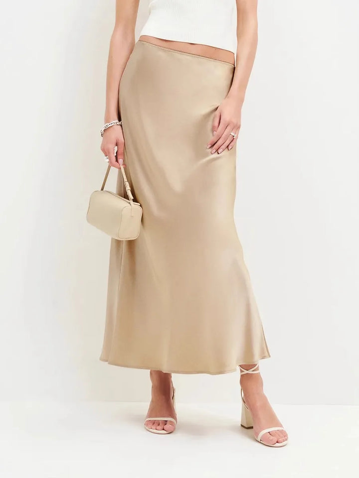 Rosamond | Cascading Satin Midi Skirt for Women