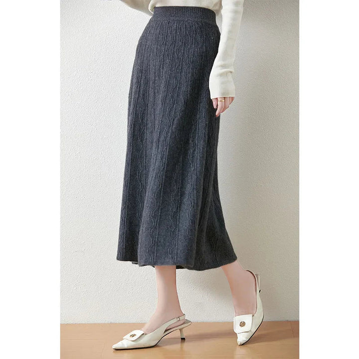 Philippa | Feathered Knit Midi Skirt for Women