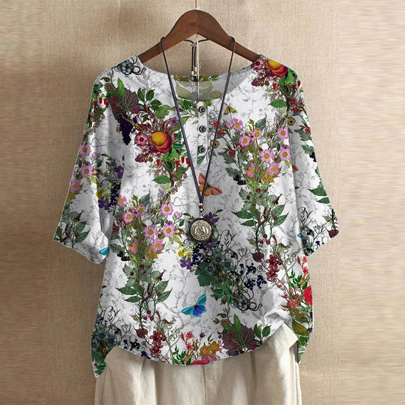Adelaide | Storied Button Detail Retro Blouse for Women