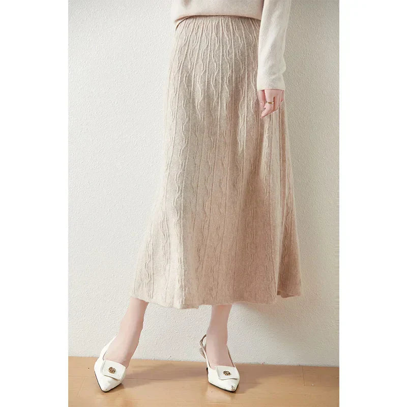Philippa | Feathered Knit Midi Skirt for Women