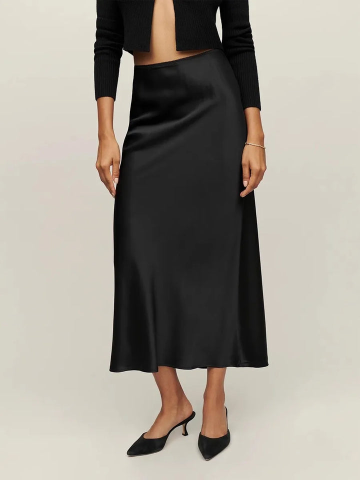 Rosamond | Cascading Satin Midi Skirt for Women