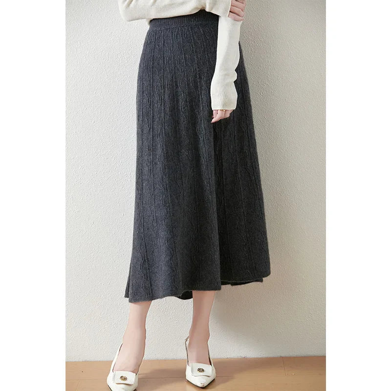 Philippa | Feathered Knit Midi Skirt for Women