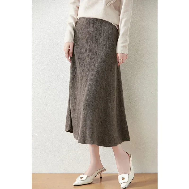 Philippa | Feathered Knit Midi Skirt for Women
