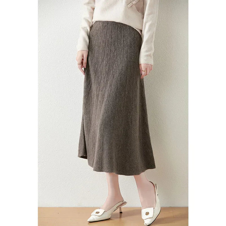 Philippa | Feathered Knit Midi Skirt for Women