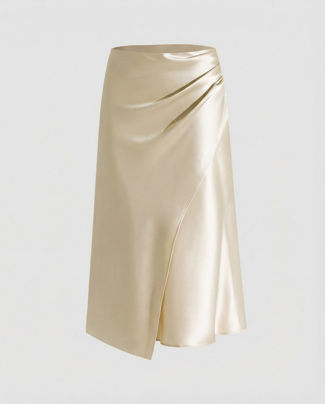 Isabeau | Ribboned Satin Wrap Midi Skirt for Women