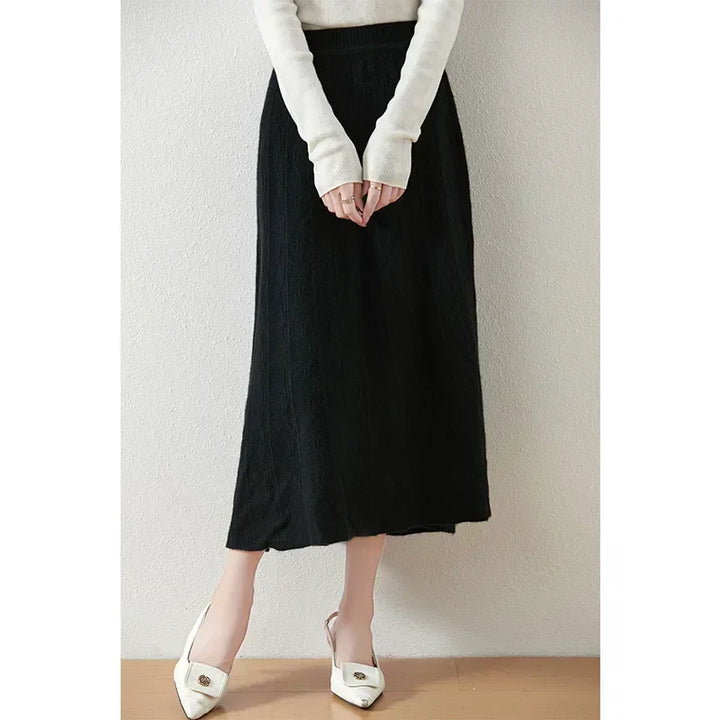 Philippa | Feathered Knit Midi Skirt for Women