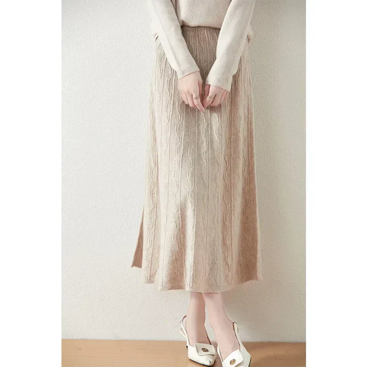 Philippa | Feathered Knit Midi Skirt for Women