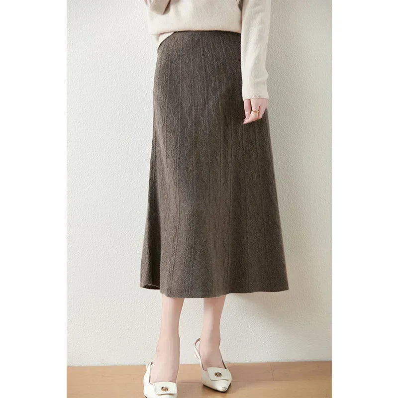 Philippa | Feathered Knit Midi Skirt for Women