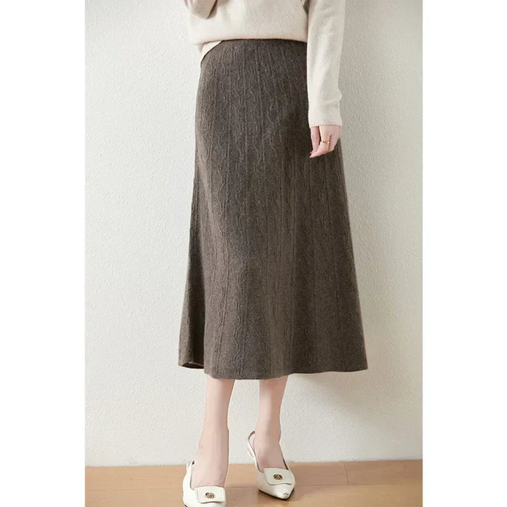 Philippa | Feathered Knit Midi Skirt for Women