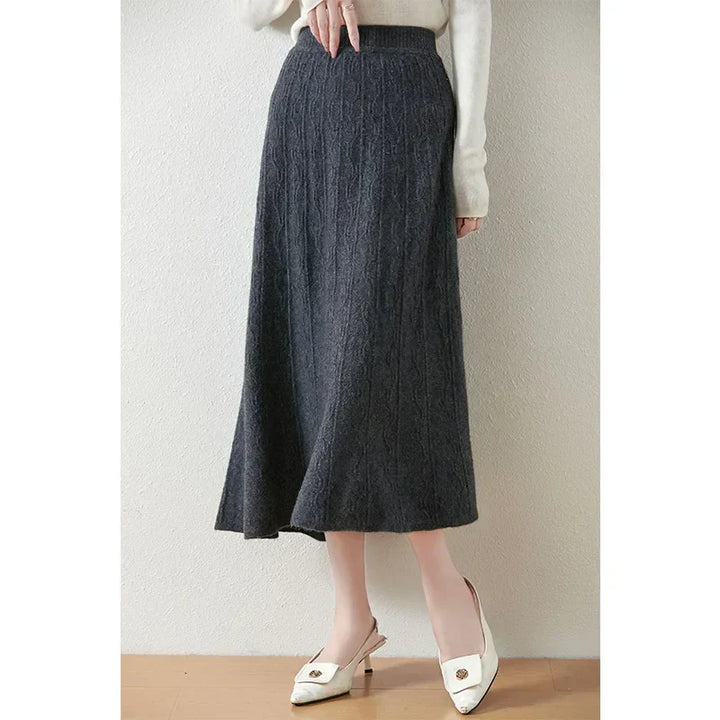Philippa | Feathered Knit Midi Skirt for Women