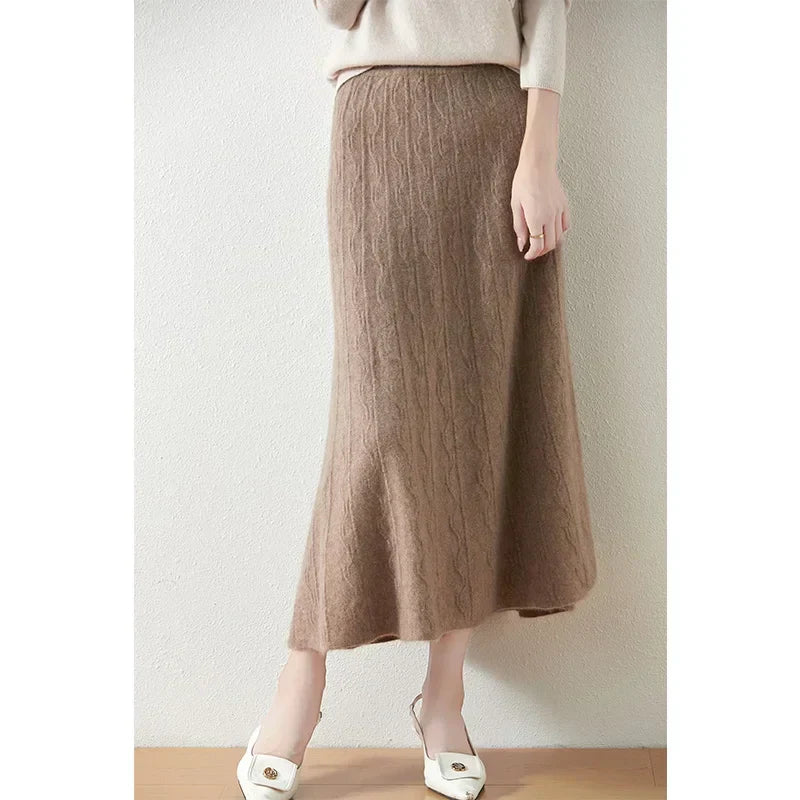 Philippa | Feathered Knit Midi Skirt for Women