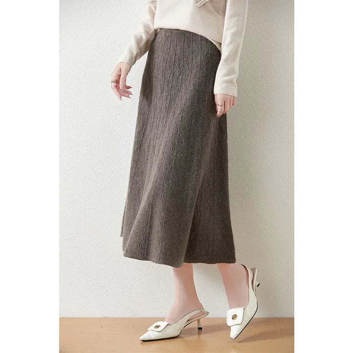 Philippa | Feathered Knit Midi Skirt for Women