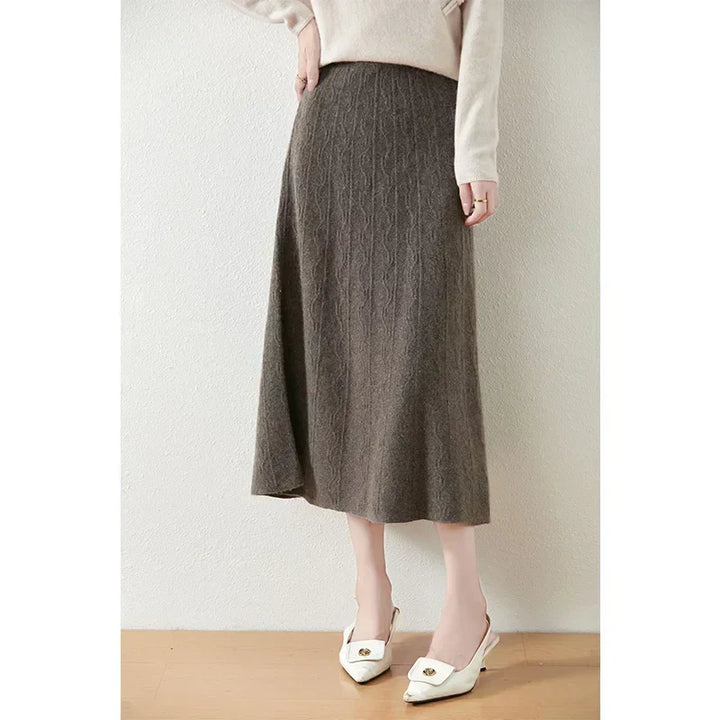 Philippa | Feathered Knit Midi Skirt for Women