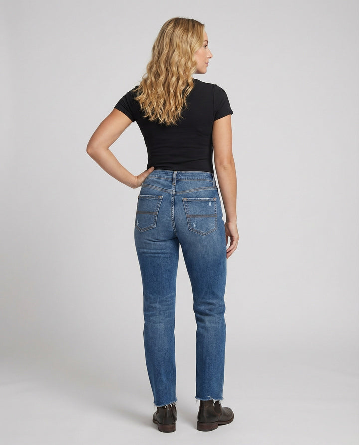 Roxane | Steady Mid Rise Straight Leg Jeans for Women