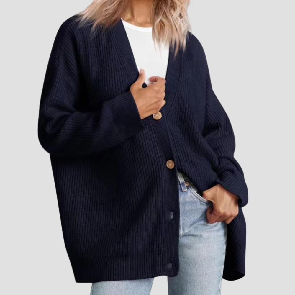 Caldria | Breezy V Neck Knitted Button Cardigan for Women
