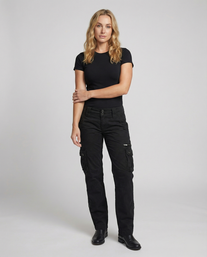 Kensington | Rugged Black Cargo Pants for Women