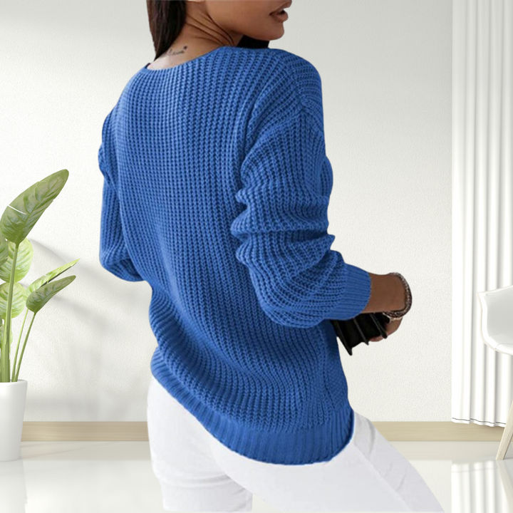Oriana | Gentle V Neck Cable Knit Sweater for Women