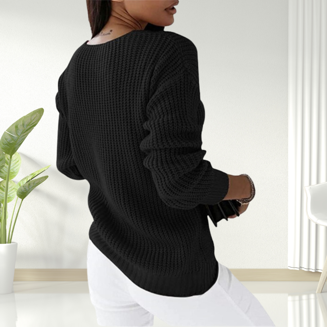 Oriana | Gentle V Neck Cable Knit Sweater for Women