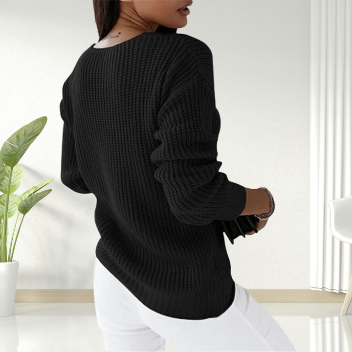 Oriana | Gentle V Neck Cable Knit Sweater for Women
