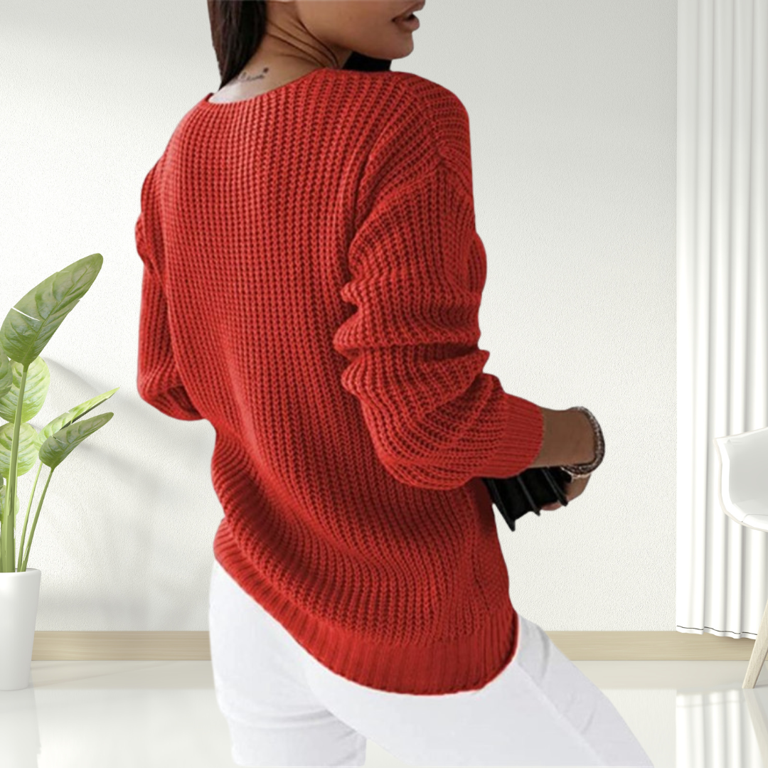 Oriana | Gentle V Neck Cable Knit Sweater for Women
