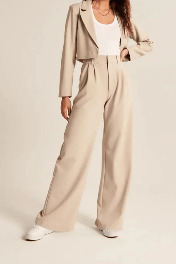Eugenie | Creased Pleated Straight Leg Pants for Women
