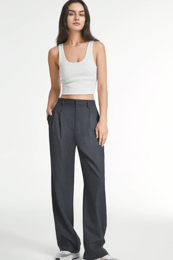 Eugenie | Creased Pleated Straight Leg Pants for Women