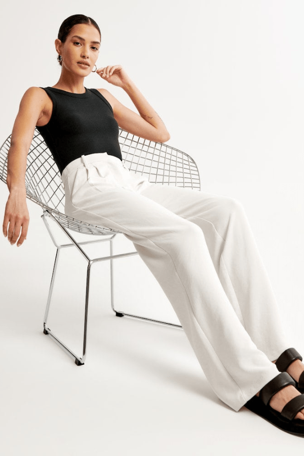 Eugenie | Creased Pleated Straight Leg Pants for Women