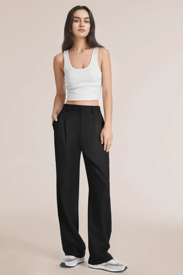 Eugenie | Creased Pleated Straight Leg Pants for Women