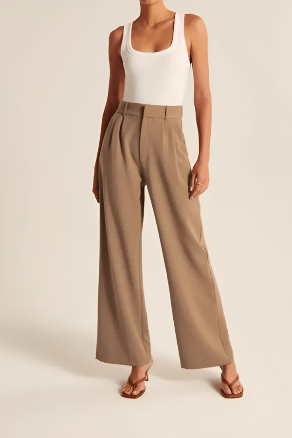 Eugenie | Creased Pleated Straight Leg Pants for Women