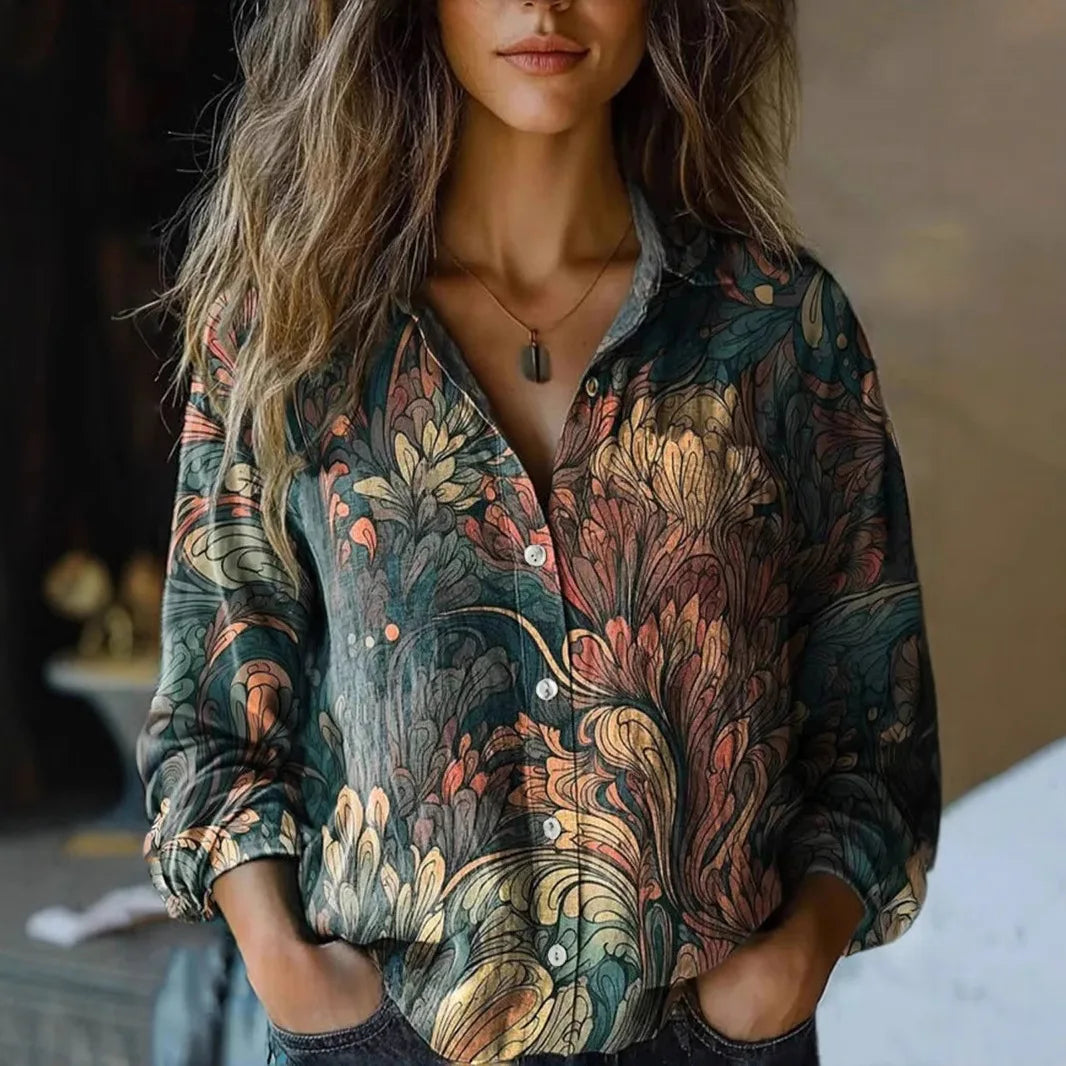 Bonnie | Nostalgic Vintage Floral Button Down Shirt for Women