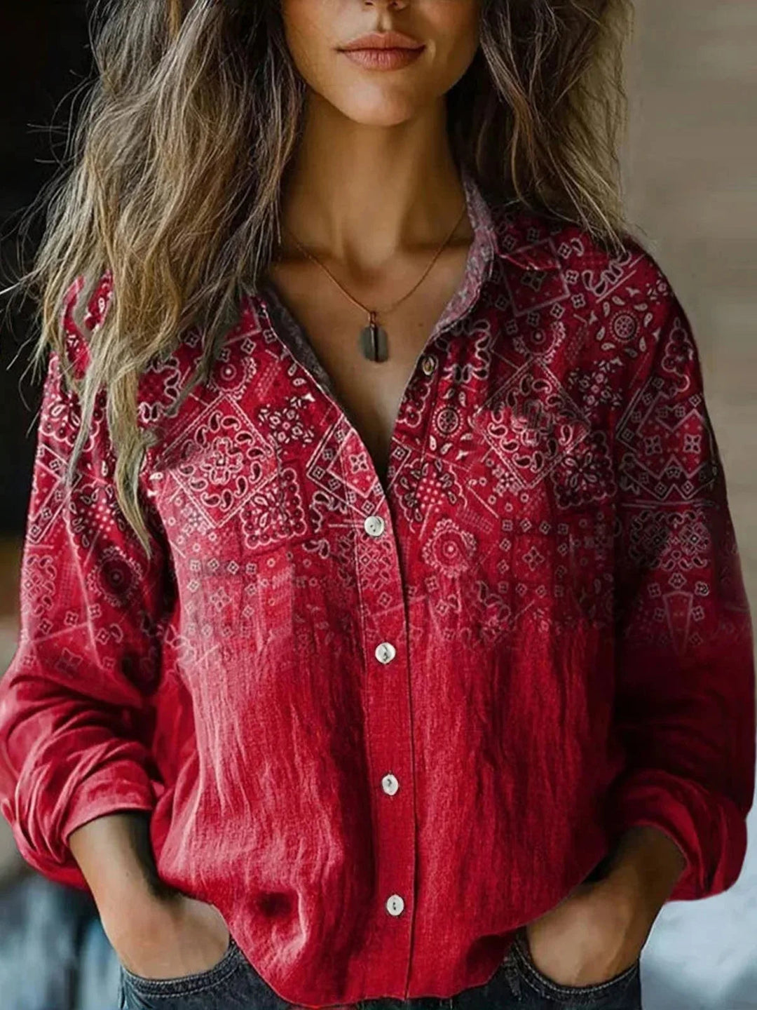 Bonnie | Nostalgic Vintage Floral Button Down Shirt for Women